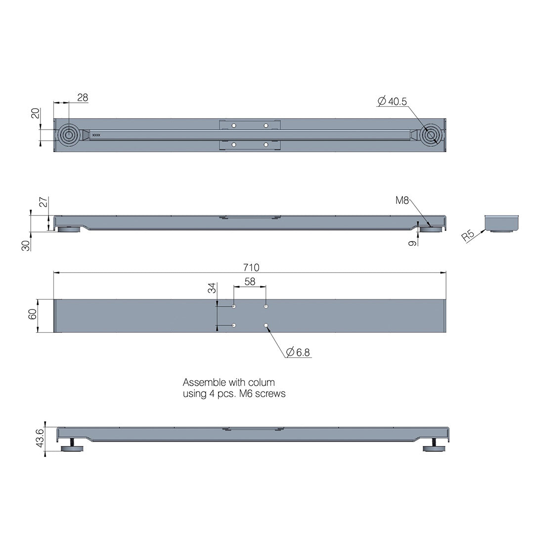ActivDesk | LINAK® Feet DLF2 Top-mounted 710mm Black DATASHEET