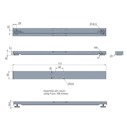 ActivDesk | LINAK® Feet DLF2 Top-mounted 710mm Black DATASHEET