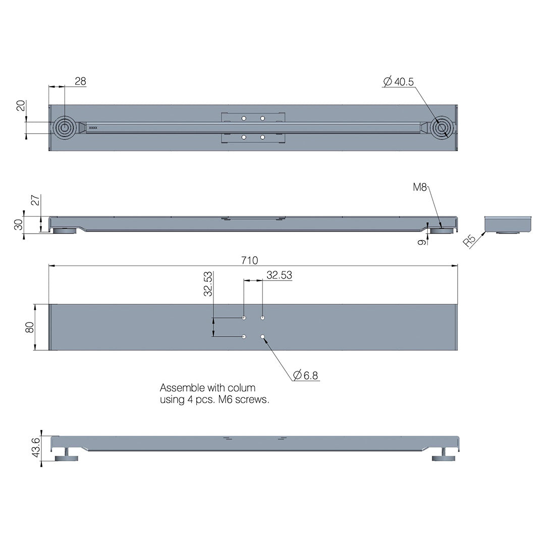 ActivDesk | LINAK® Feet DLF8 Top-mounted 710mm Black Datasheet